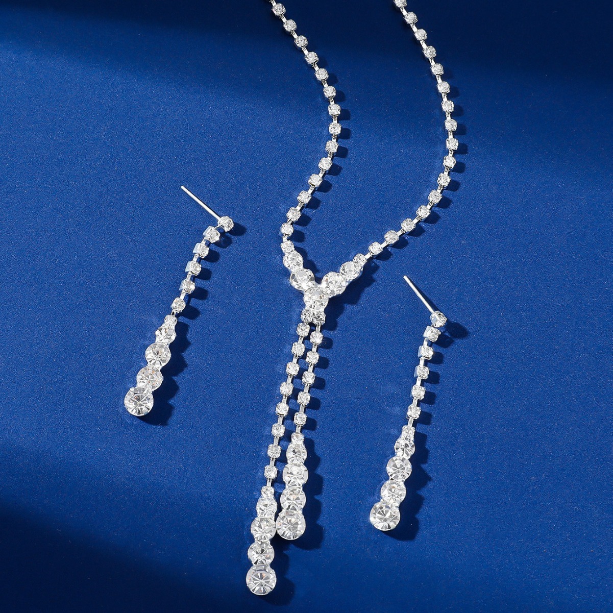 hot selling bridal necklace set necklace earrings grab chain rhinestone jewelry banquet party jewelry set accessories_voghion.com
