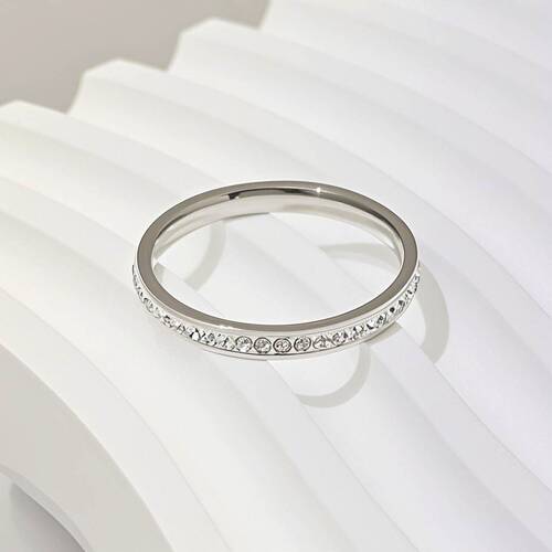 Korean-style refined single-row diamond titanium steel ring for women, INS high-end versatile full-diamond ring, versatile simple jewelry