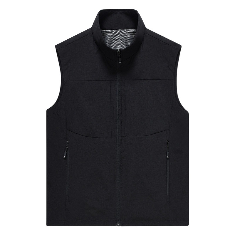 Spring New Casual Breathable Vest Outdoor Photography Fishing Sports Men's Cardigan Stand Collar logo Waistcoat