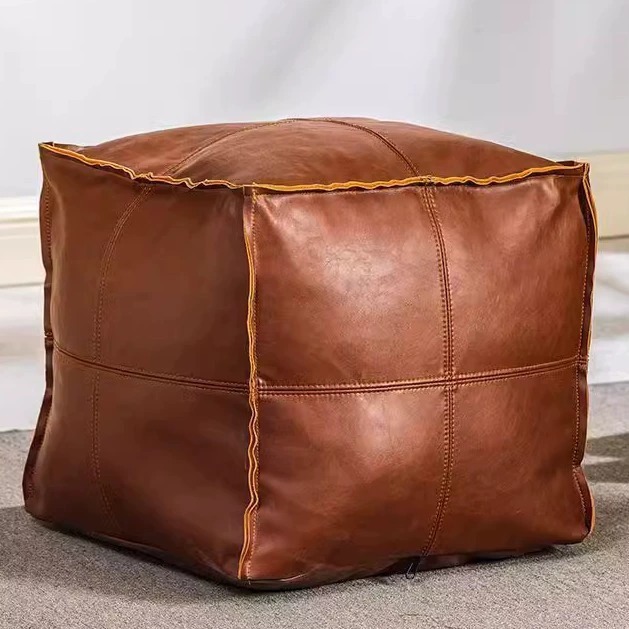 Fábrica directa de sofá perezoso cubierta sin relleno de asiento muelle taburetes de cuero puede almacenar bolsas de tela asiento muelle taburetes rellenos de ropa vieja
