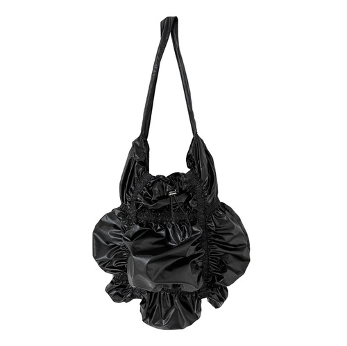 New Trendy Lace Cloud Bag Women's Premium Shoulder Bag Women's Niche Design Bright Soft PU Wide Brim Pleated Bag Women