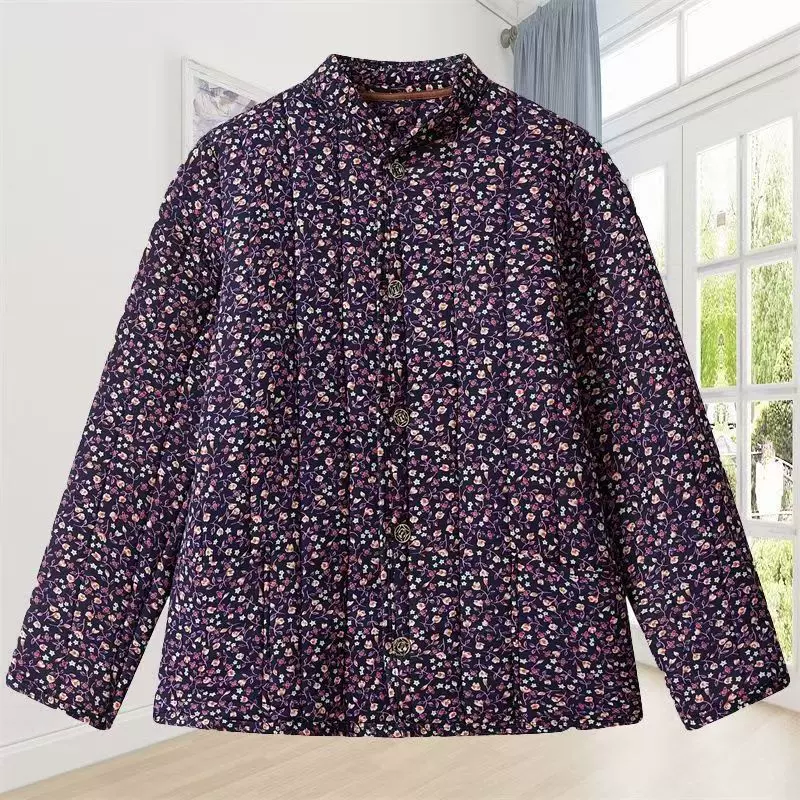 双面印花女棉袄2025新款冬季中老年女士驼绒棉衣大码妈妈加绒外套