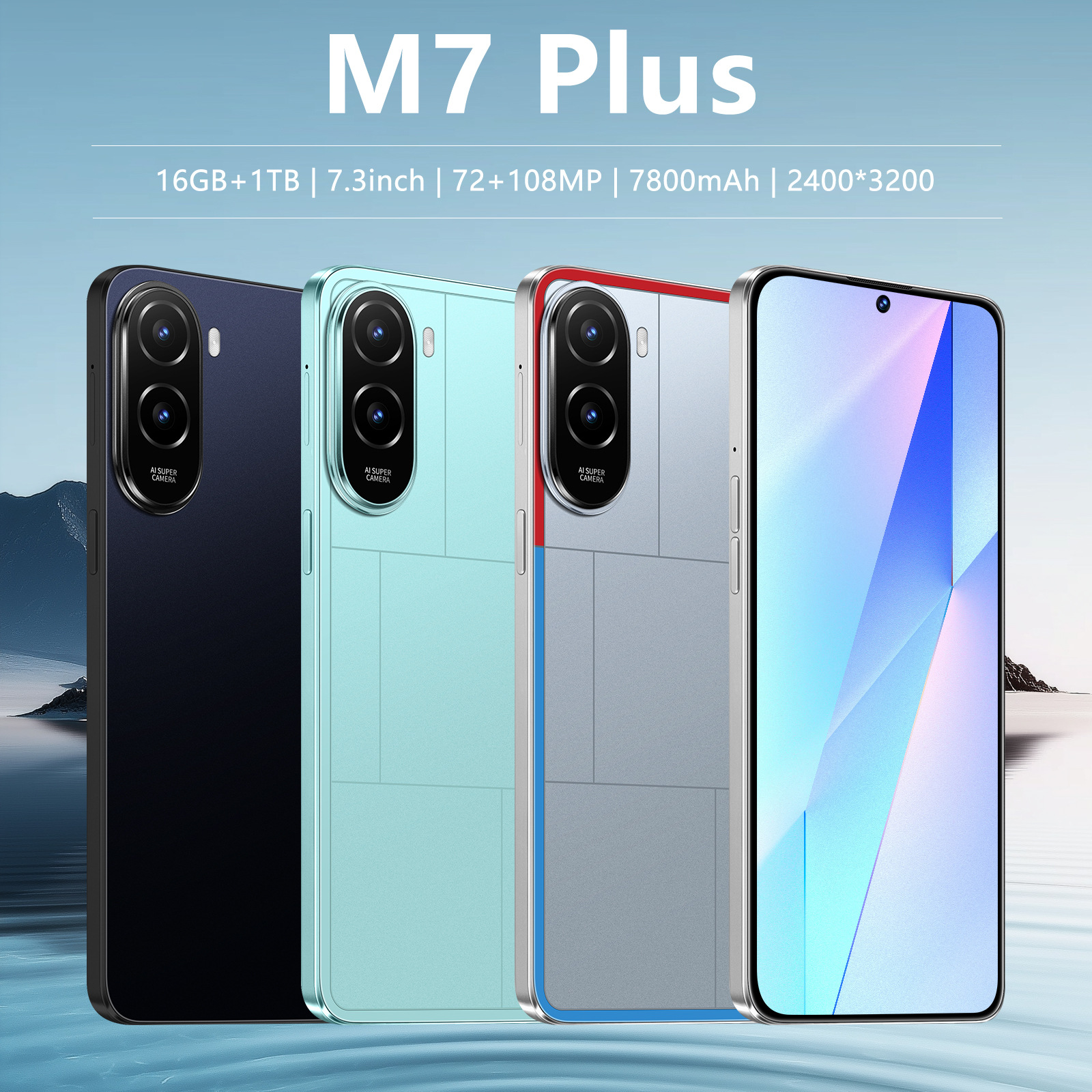 New M7 Plus Cross-Border Mobile Phone 7.3inch Large Screen 3+16Gb Real 4g Android 10 Foreign Trade Smart Phone Manufacturer