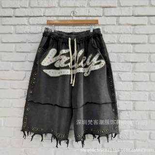 欧美设计感烫钻潮流宽松街头个性小众印花嘻哈风男女同款休闲短裤
