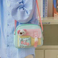 新款尼龙防泼水单肩包日系甜美学生斜挎包女森系糖果色手机小包包