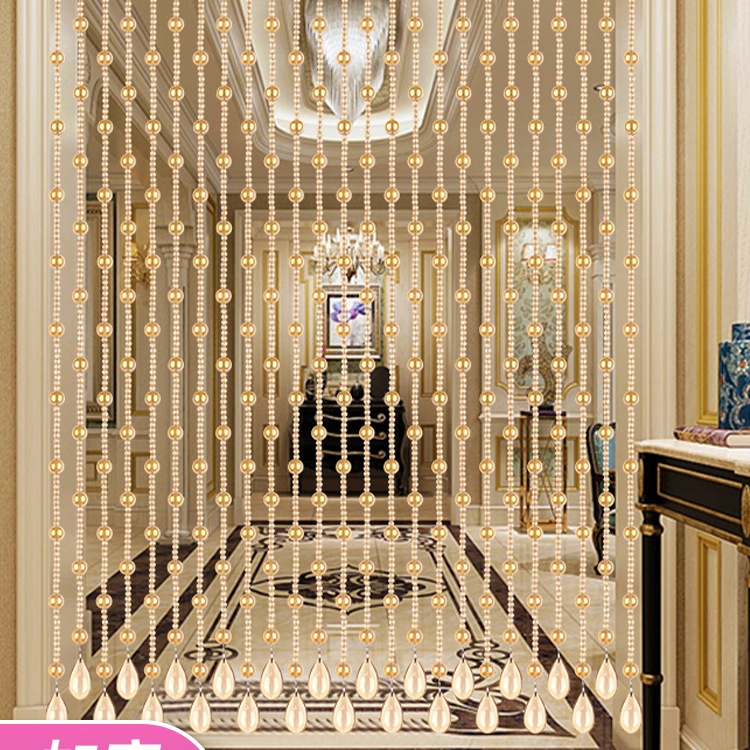 Crystal Bead Curtain Living Room Partition Curtain Entrance Bedroom Toilet Punch-Free Door Curtain European Style Home Decorative Aisle Curtain