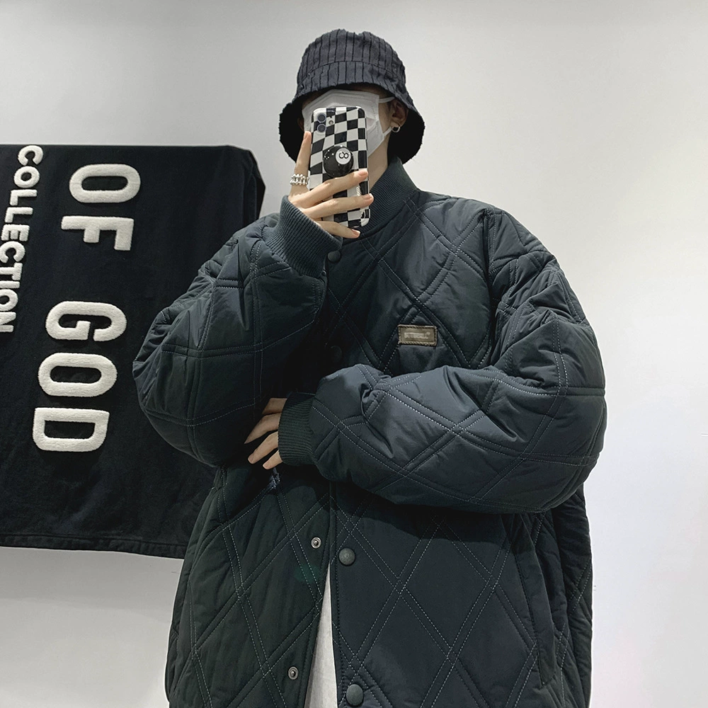 Зимний бриллиантовый сетчатый пиджак мужской утолщенной теплой мужской хлопчатобумажной одежды