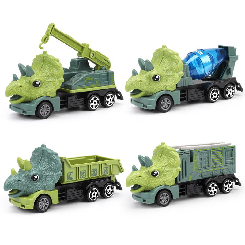 Dinosaurio de dibujos animados Ingeniería juguete para niños coche traje niño rompecabezas Tyrannosaurus excavadora coche grúa resistente a la caída