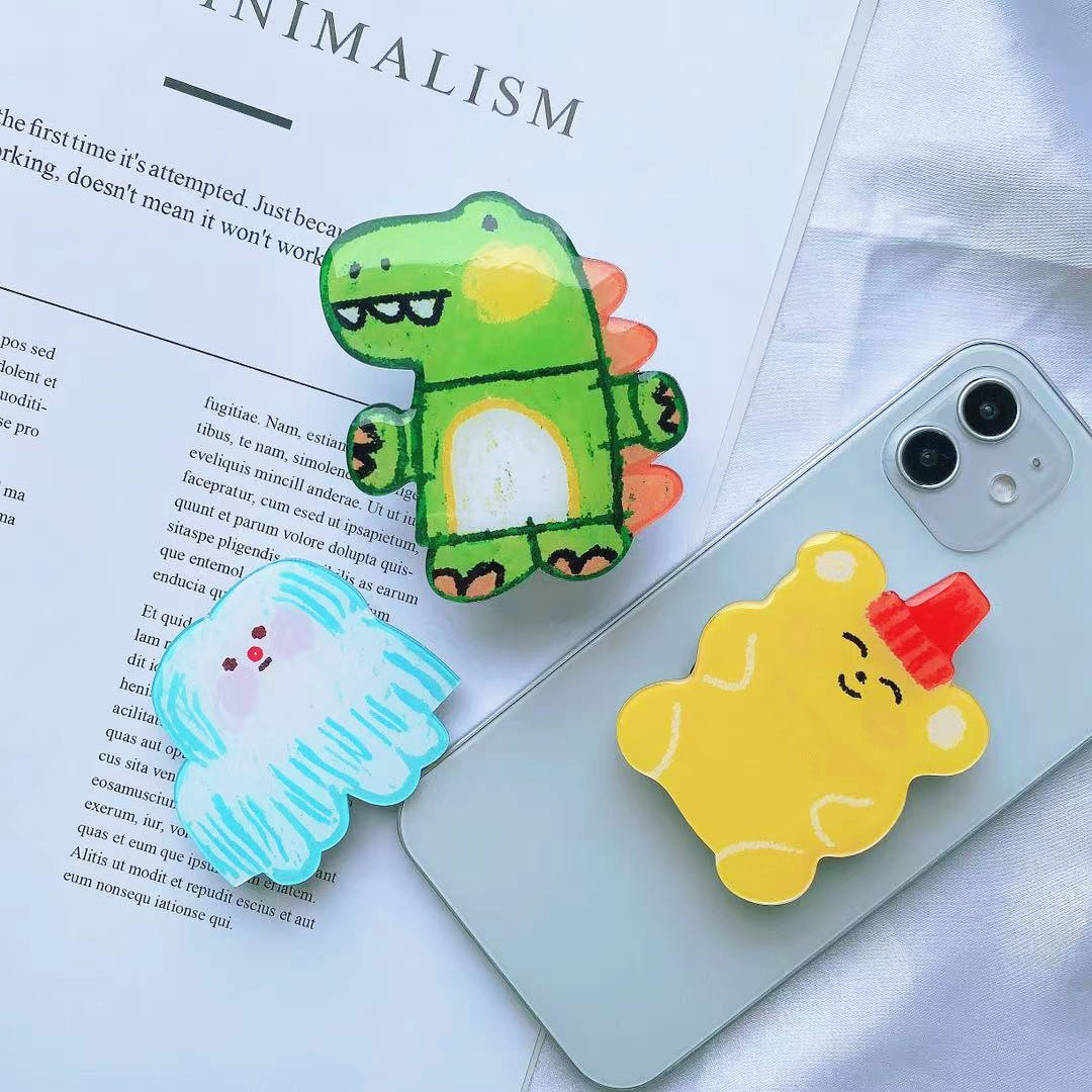 Dropping glue desktop shaped acrylic cartoon dinosaur airbag air cushion retractable phone holder_voghion.com