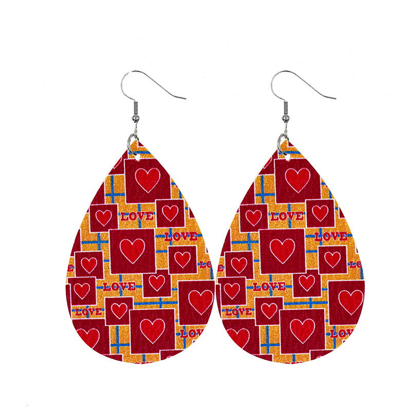 1 Pair Sweet Streetwear Heart Shape Pu Leather Drop Earrings display picture 13