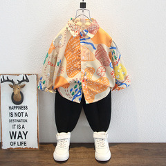 兒童裝男童春裝襯衫2024新款春秋款中小童春季炸街帥氣男孩襯衣潮