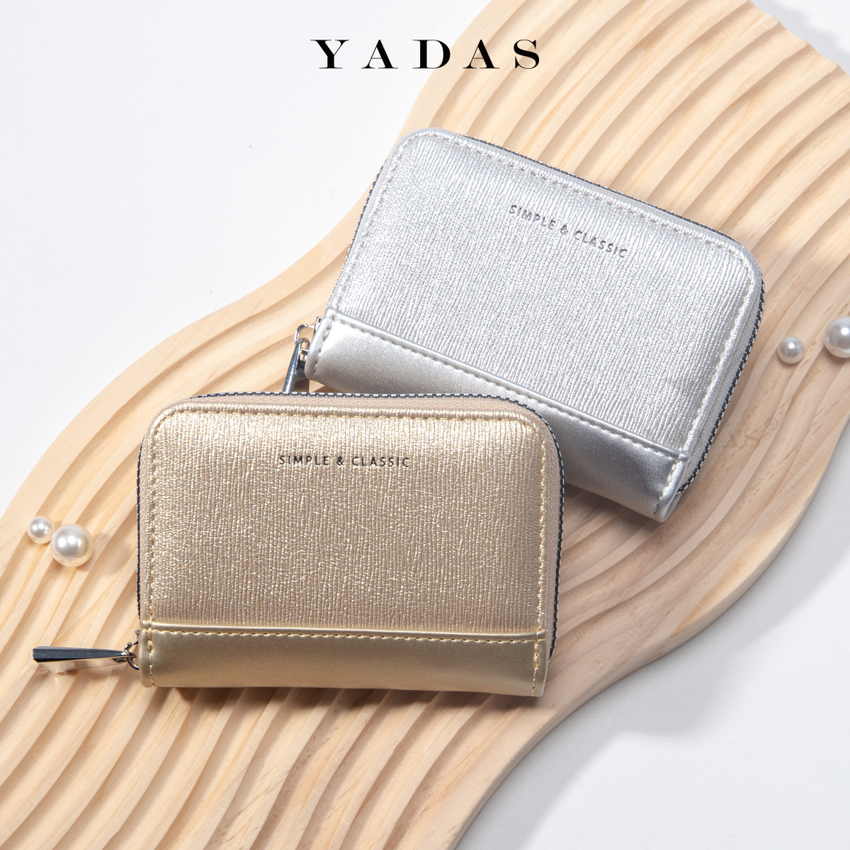 YADAS nueva cremallera mini perla brillante explosión de color sólido multi-cartón órgano de mujer PU bolsa de tarjetas al por mayor