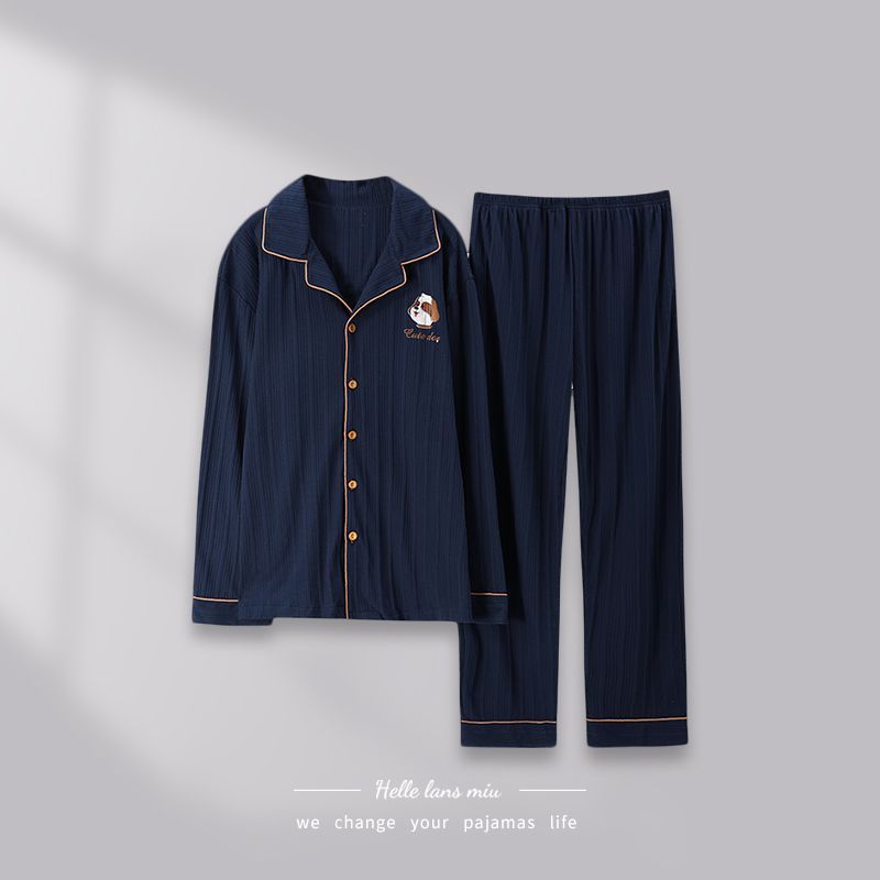 Pijamas de algodón de hombre primavera y otoño 2024 otoño y invierno de manga larga nueva ropa de hombre grande se puede usar fuera