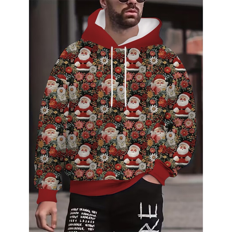 【3D】Men's Fashionable Casual Cool Trendy Hooded Sweatshirt Christmas 3D Oil Painting Stereoscopic Design 【3D】Men's Fashionable Casual Cool Trendy Hooded Sweatshirt Christmas 3D Oil Painting Stereoscopic Design