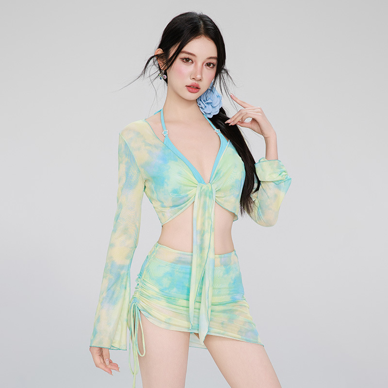 2026 New High-End Sexy Bikini Two-Piece Water-Colored Hot Spring High-End Polyester Swimsuit for Women Xunuo 9180