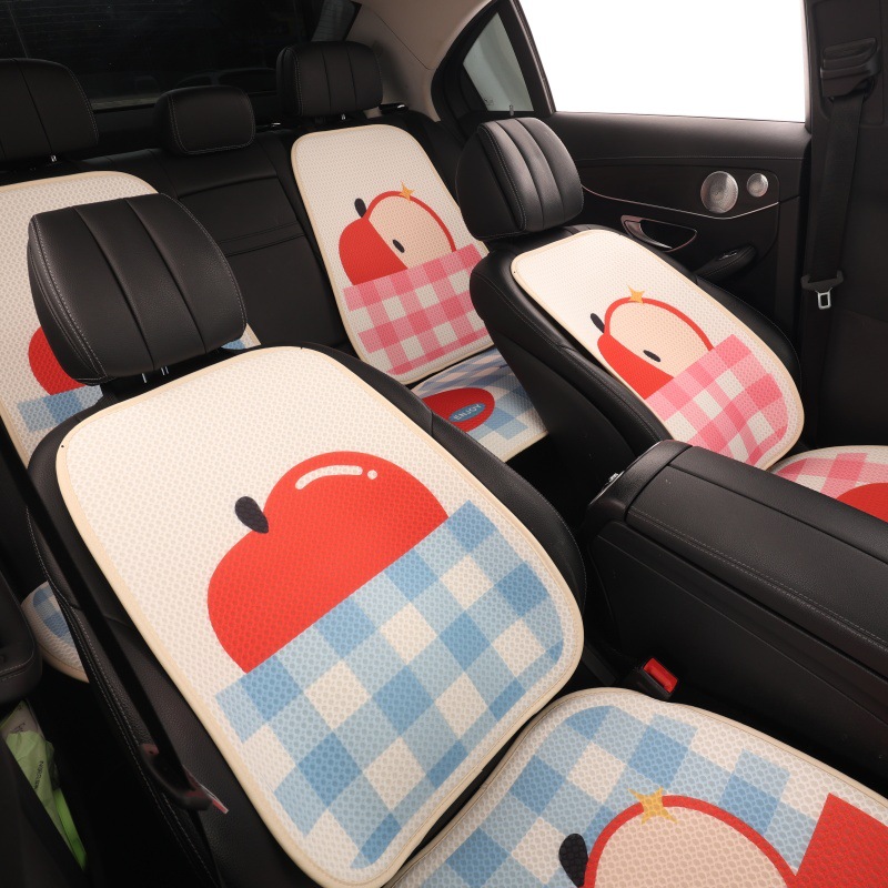 Car Seat Cushion Cartoon Design for Women, Half-Cover Seat Cover Suitable for All Seasons, Car Seat Cover, Summer Ice Silk