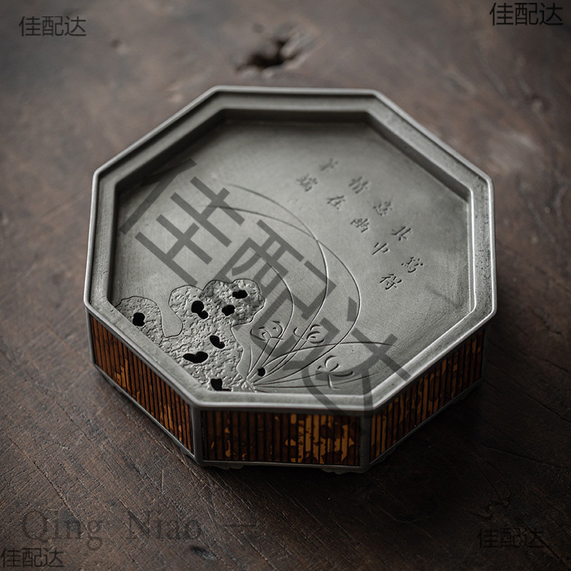 古锡壶承储水小茶台茶壶圆形小托盘建水家用蓄水干泡盘小茶盘