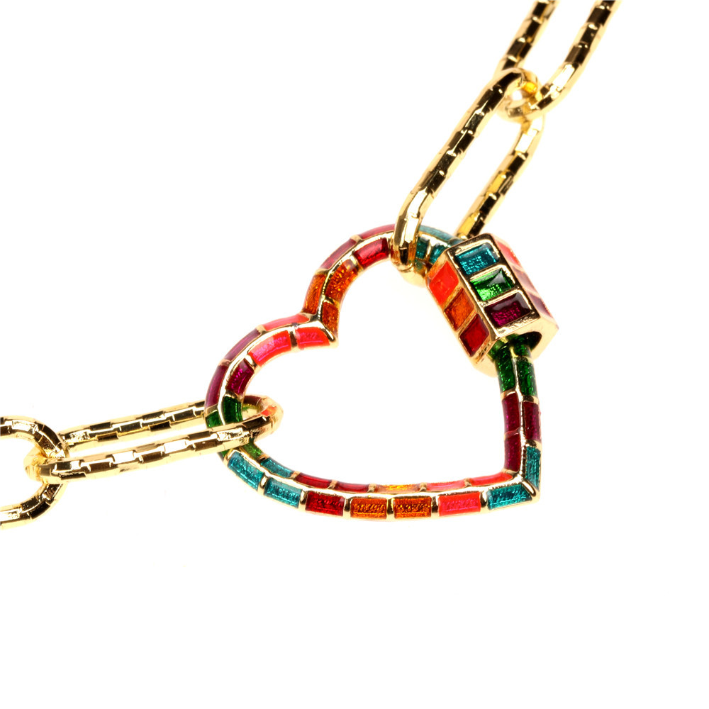 retro copper screw buckle heart bracelet necklace set wholesale Nihaojewelrypicture11