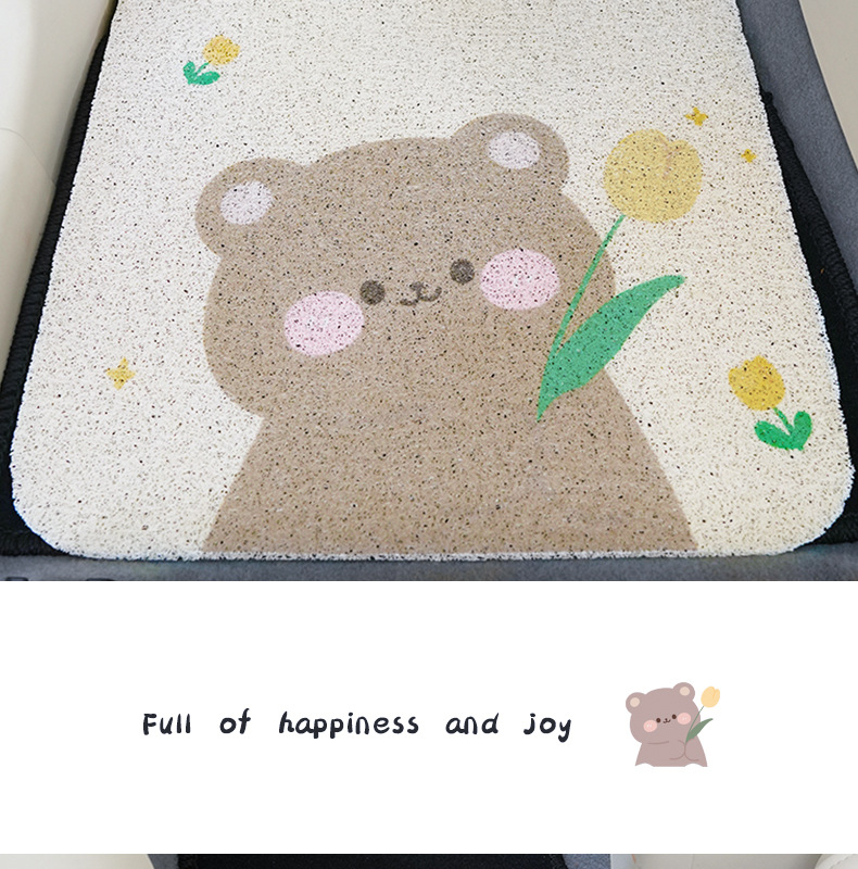 Car Mat Cute Cartoon Tulip Bear Silk Circle Printed Single Main and Co-Pilot Universal Silk Circle Foot Mat