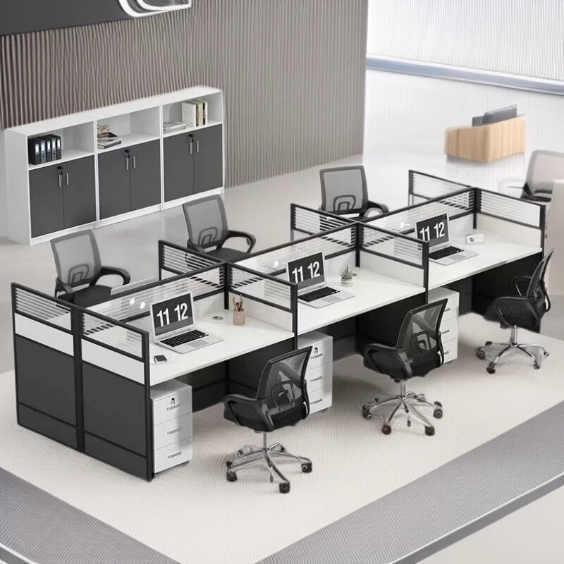 Office Partition Workstation Table for Two, Four, or Six People, Staff Office Desk and Chair Set, Partition Screen, Employee Computer Desk Office Partition Workstation Table for Two, Four, or Six People, Staff Office Desk and Chair Set, Partition Screen, Employee Computer Desk