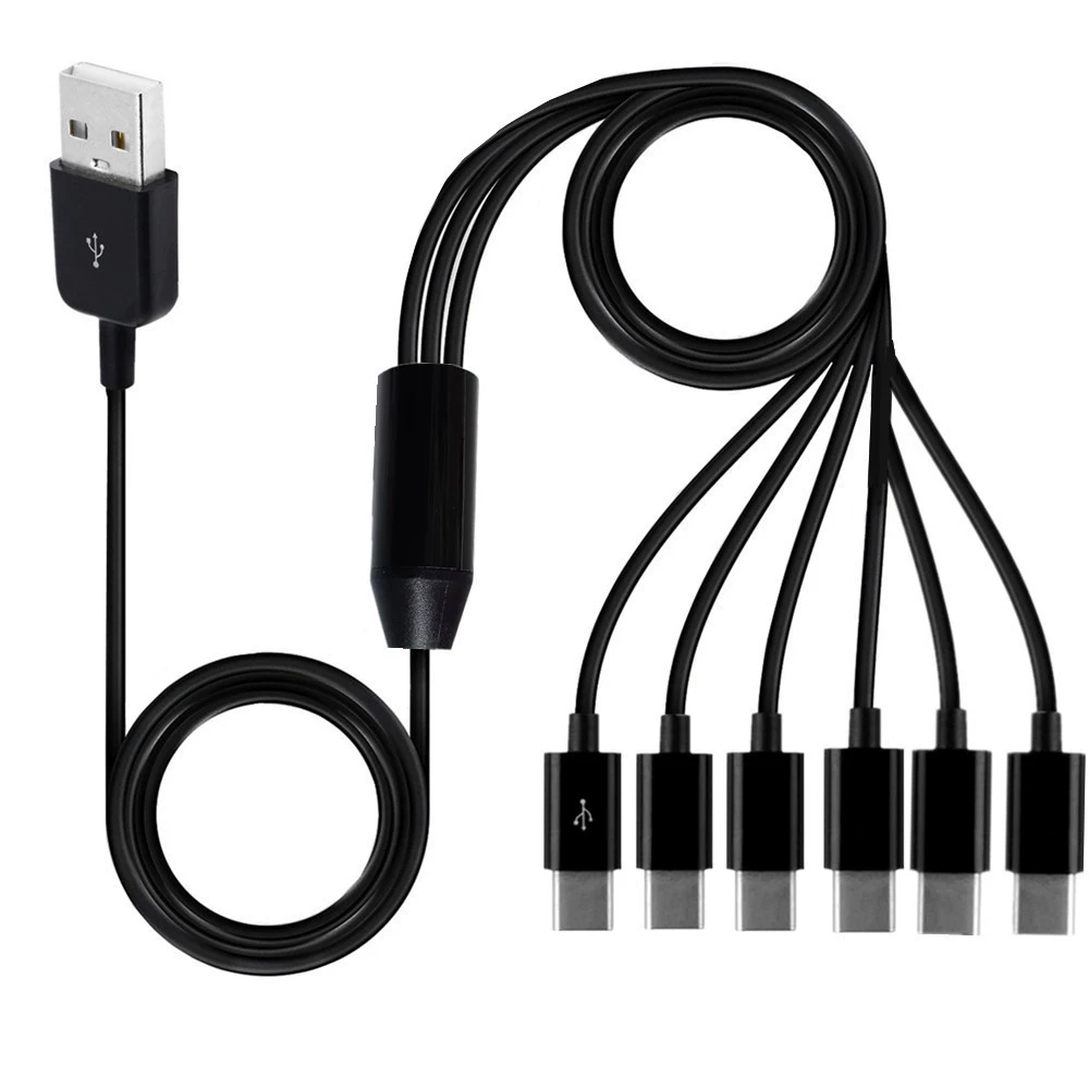 USB 1 в 2, 3 в 4, 6 Type-C зарядно-данный кабель, многопортовый зарядный кабель, двусторонний Type-C