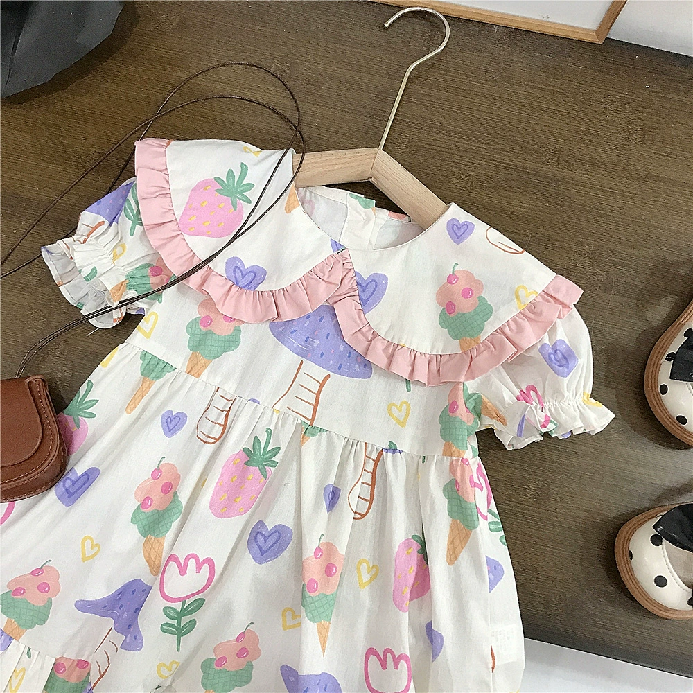 Summer short sleeve dress, children's skirt, cute small princess costume