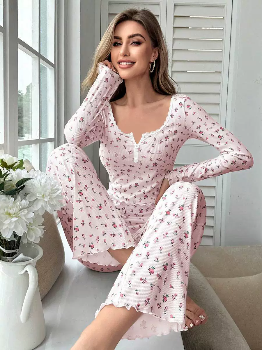 (ПартнORB торговля), демисезонная sexy пижама, длинный рукав для отдыха, брюки, комплект, европейский стиль