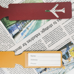 Double-sided leather luggage tag with hollow airplane long strip hot pressed PVC leather boarding pass with paper card luggage tag
