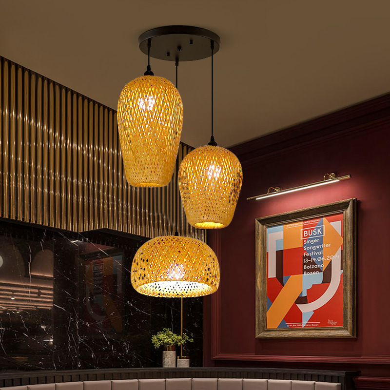 New Chinese Style Bamboo Lantern Bamboo Lampshade Vintage Rattan Art Homestay Dapiao Stall Tea Room Inn Bamboo Art Bamboo Chandelier