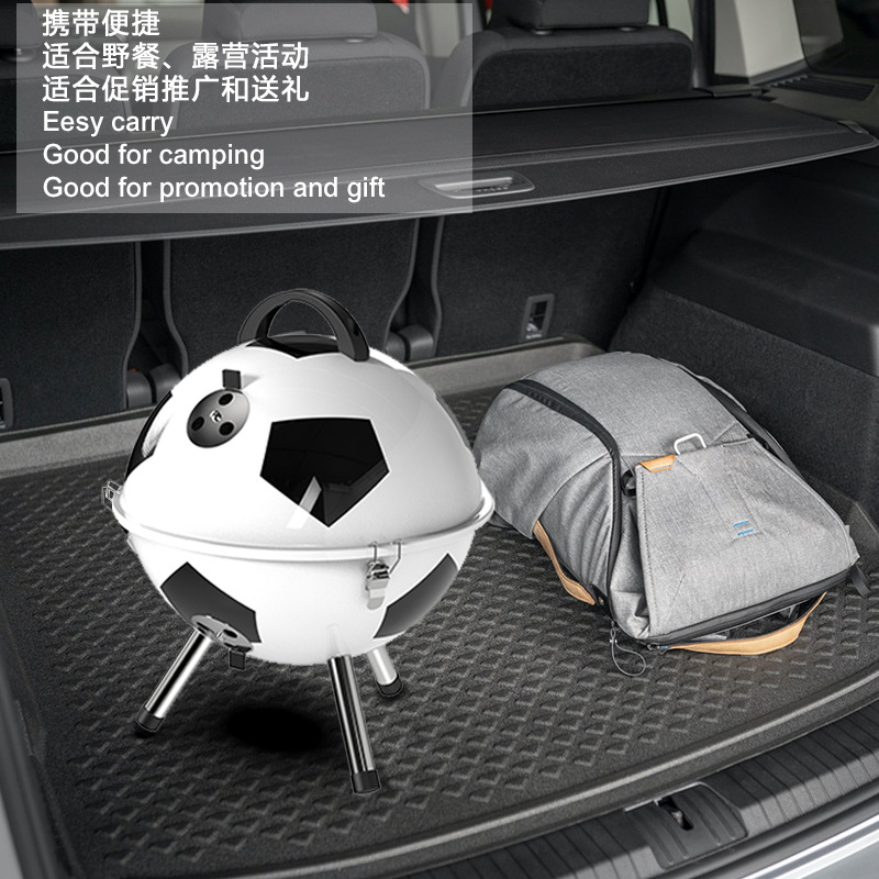 Calcomanías de la Copa del Mundo al por mayor estufa de fútbol con bandeja de carbón parrilla redonda parrilla portátil football grill