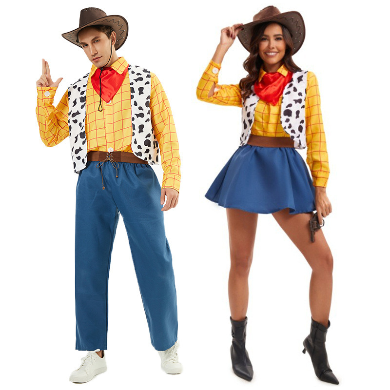 Halloween Cosplay Costume Toy Story Woody Couple Costume Western Cowboy Men and Women Party Stage Costume