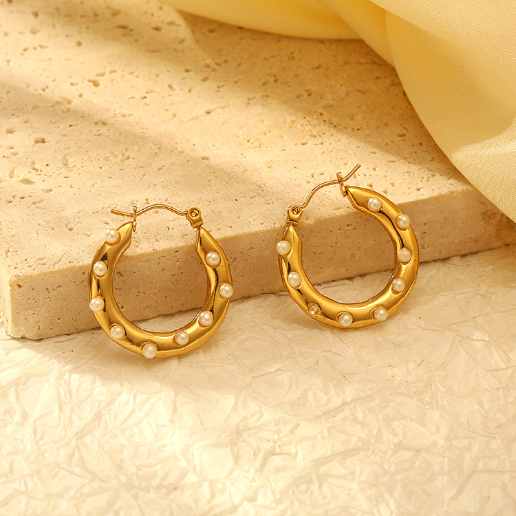 Fashionable retro stone inlay pearl