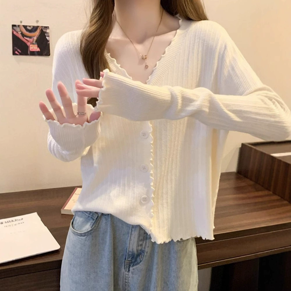 Spring long-sleeve, knitted body-friendly cardigan, plus size, fitted