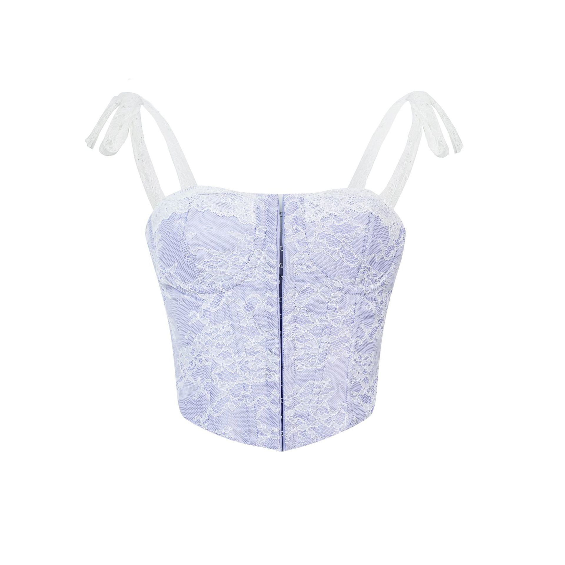 Nuevo botón delantero de mujer sin mangas encaje púrpura con cojín de pecho chaqueta de hueso de pescado comercio electrónico transfronterizo