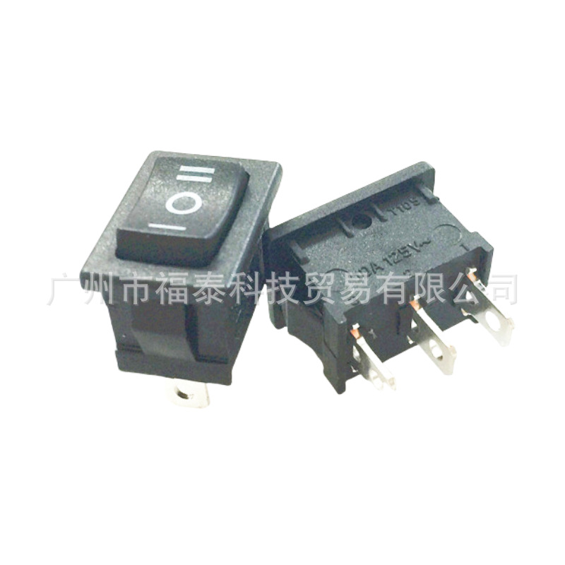 供应RLEIL牌 RL3-113 ON-OFF-ON三档3脚船形开关KCD1黑色翘板开关