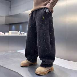 男童海马毛秋冬韩范直筒加绒裤子2025新款大儿童冬季加厚休闲裤潮