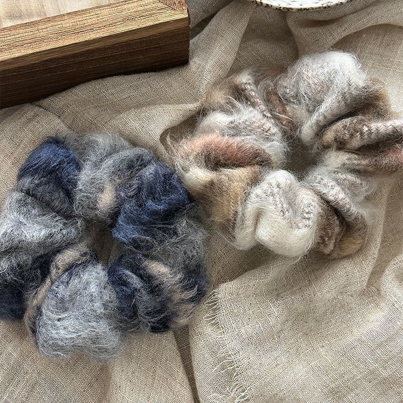 韩国秋冬毛呢大肠发圈温柔扎头绳2024新款高端皮筋ins风发绳发饰