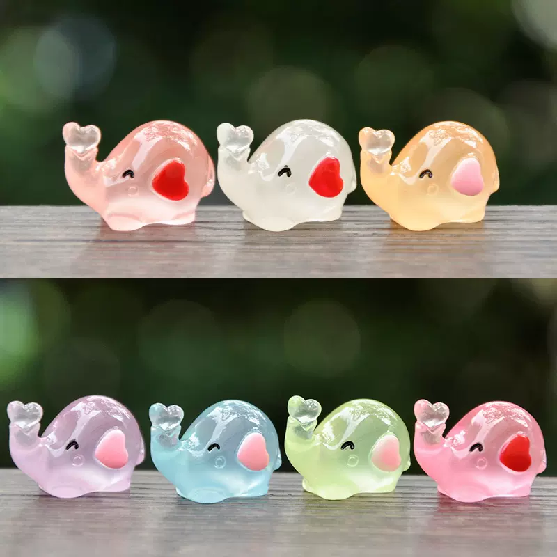 新款迷你夜光大象公仔玩偶模型创意微景观造景装饰树脂工艺品摆件