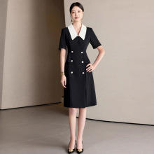 艾尚臣职业连衣裙女2025年新款小黑裙夏季珠宝店售楼部案场OL裙子