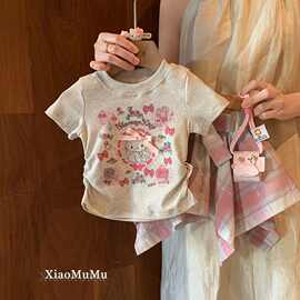 2026新款女宝宝夏季印花可爱上衣彩色甜美裙子女童时髦两件套潮