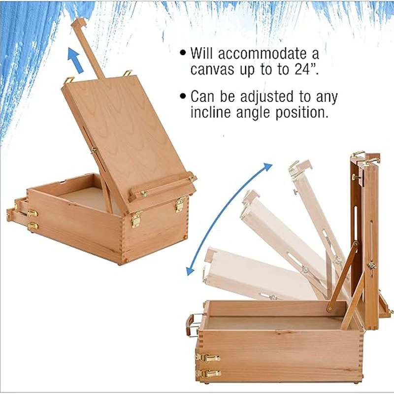 Очень большой регулируемый деревянный мольберт с 2 ящиками и местом для хранения — портативный настольный мольберт для художника