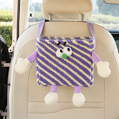 Little Monster Car Trash Car storage bag/box - small-monster-storage-bucket-purple-stripes