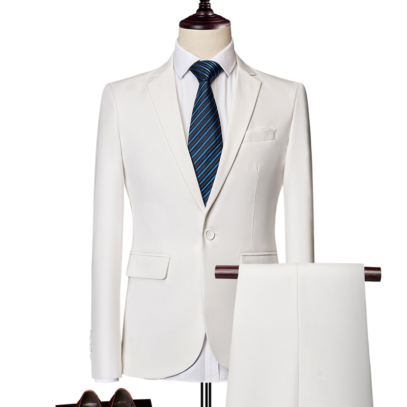 Men's Business Casual Suit Set White Two-Piece Suit Xz 5.2-26.1kg Piece Set Amazon