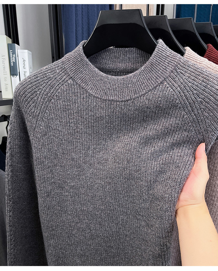 Suéter para hombres otoño y invierno nuevo abrigo casual camiseta de punto de cuello medio alto suéter de lana para hombres