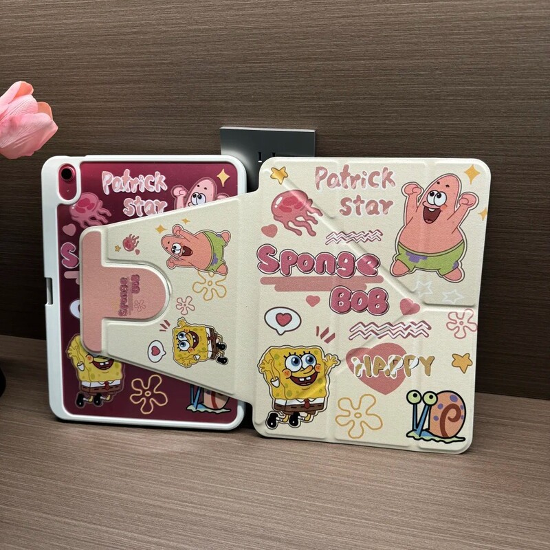 Cute Spongebob Suitable for Ipad10Th Tablet Protective Cover Pro Rotating Stand Mini with Pen Slot Air Cute Spongebob Suitable for Ipad10Th Tablet Protective Cover Pro Rotating Stand Mini with Pen Slot Air
