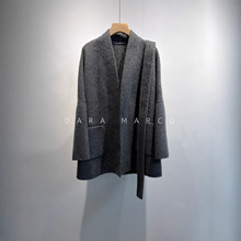 奢华触感~秘鲁羊驼绒羊毛浴袍式中长款双面大衣外套女秋冬高J松弛