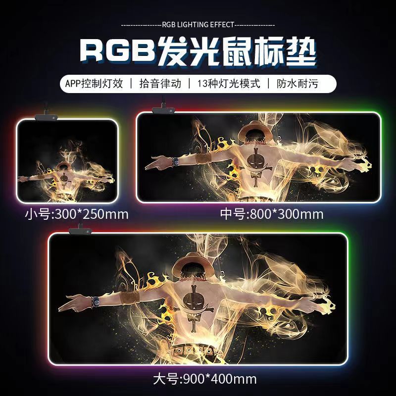 Cojín de ratón luminoso de gran tamaño RGB Gaming teclado pad engrosado impermeable escritorio pad Oficina almohadilla de la muñeca