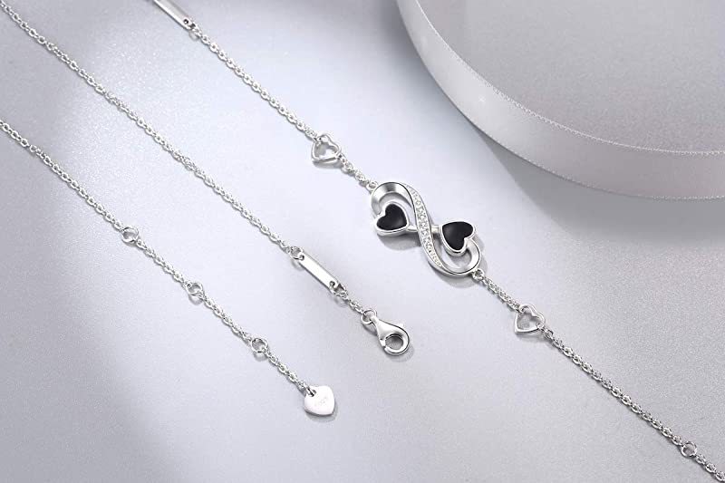 Holiday, Daily Occasion Sterling Silver Material Infinity, Heart Shape Pattern Sterling Silver Elegant Simple Style Infinity Heart Shape Enamel Bracelets