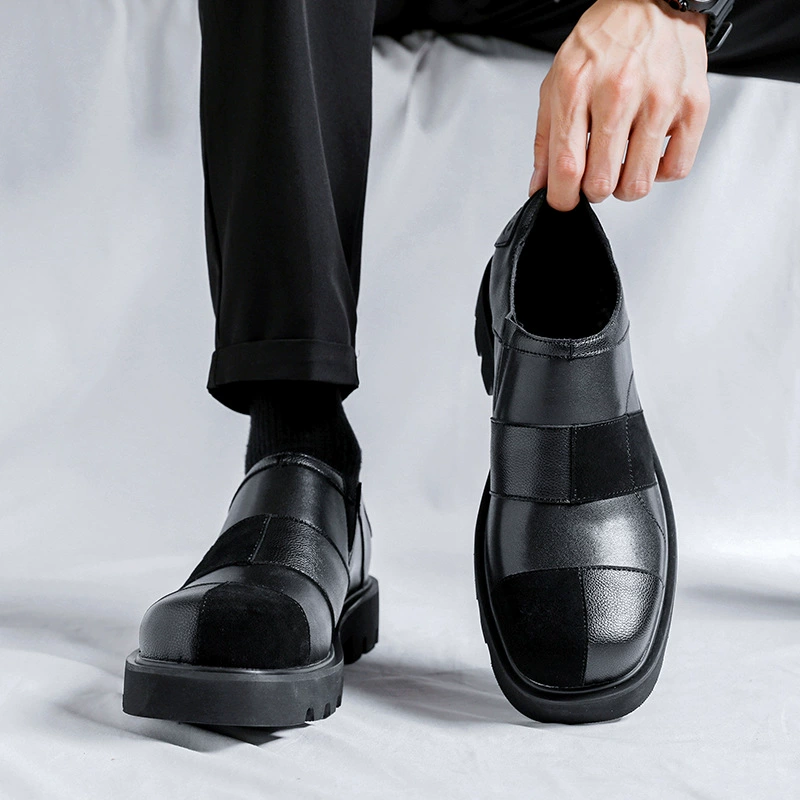Classic suit jacket English style, autumn footwear for leisure for leather shoes, trend high shoes