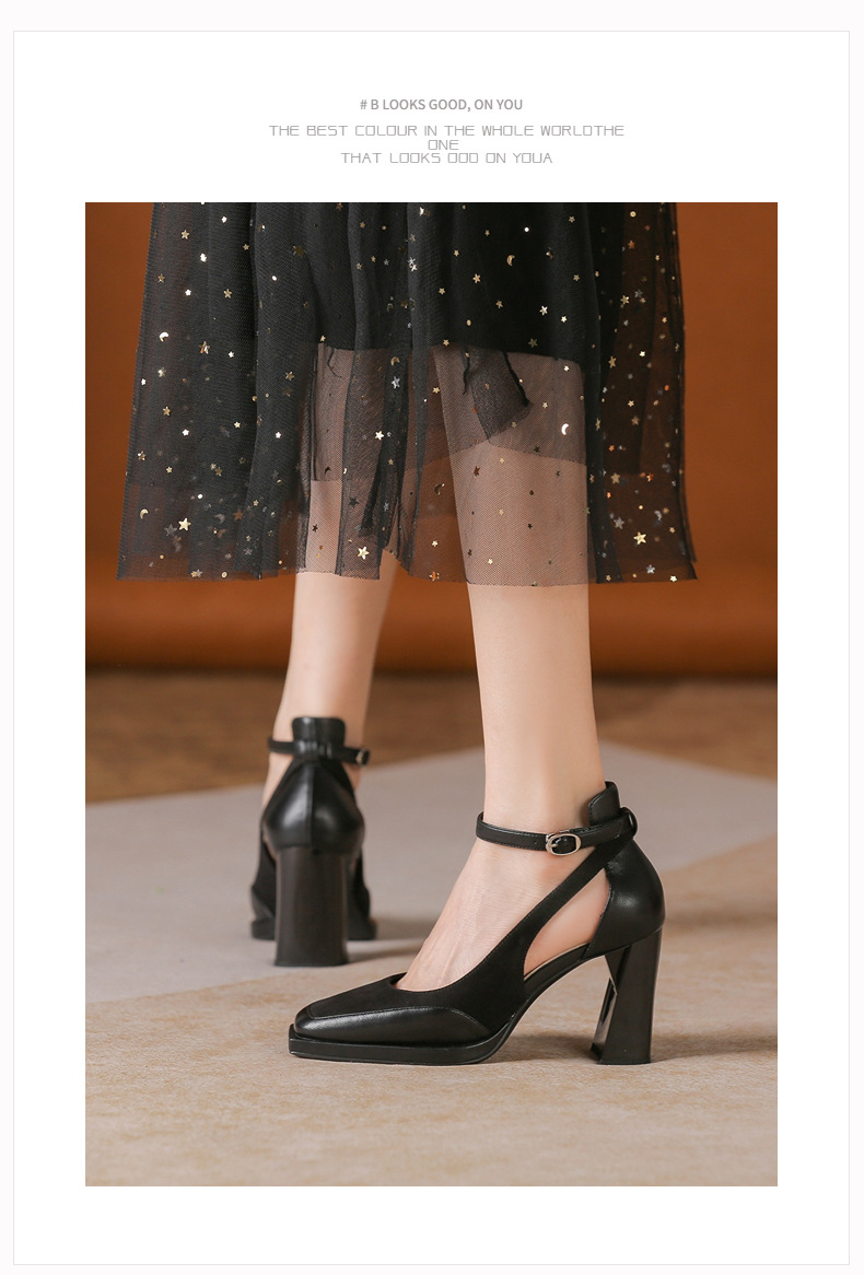 Sandales Y9530 imperméables à plateforme et talon bloc romain, style ajouré sur le côté, nouveauté été, à une bride, polyvalentes et élégantes, idéales pour les déplacements quotidiens et les occasions professionnelles._voghion.com